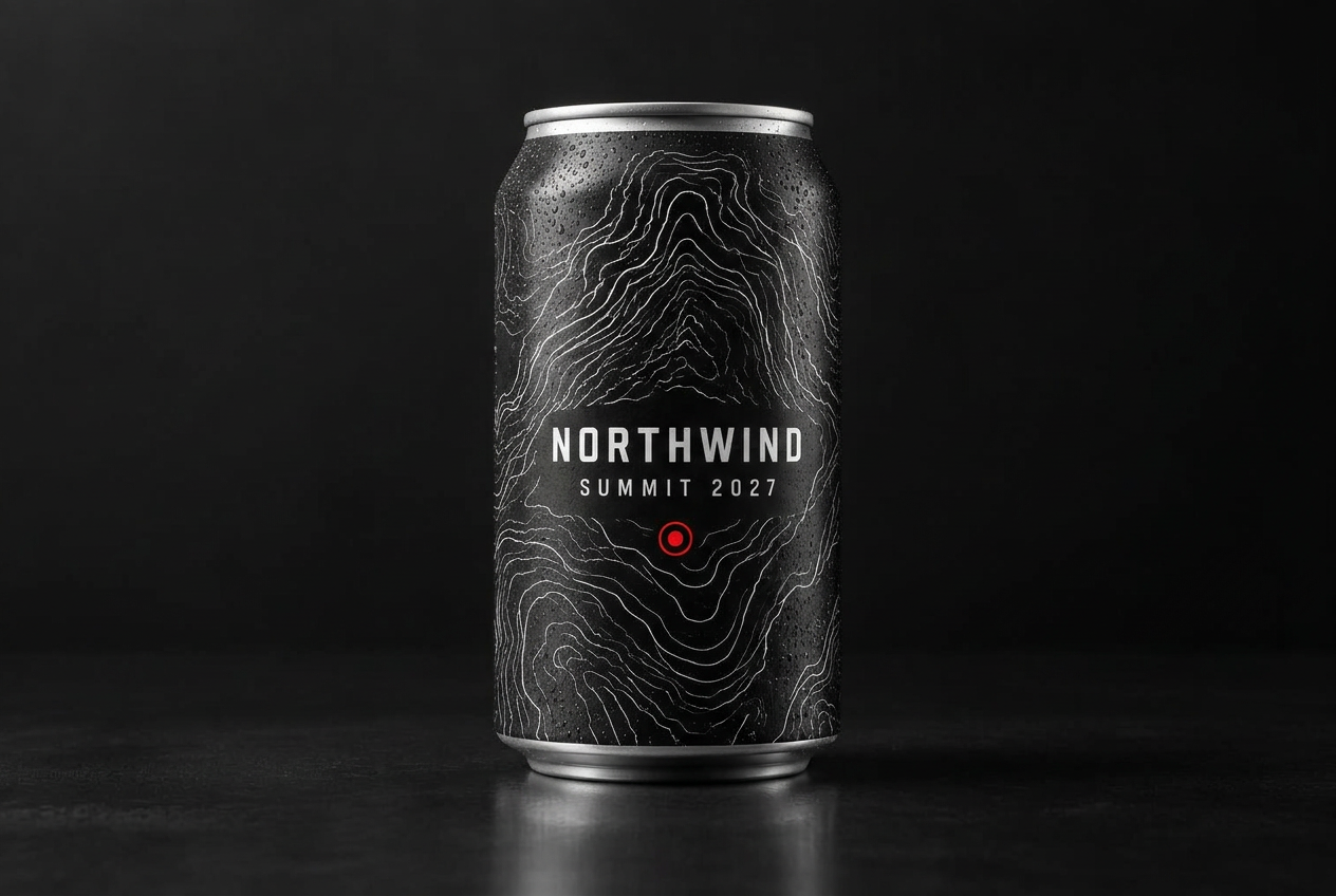 Branded Brews custom beverage studio can covered in condensation